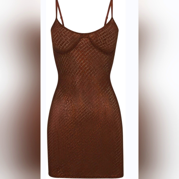 SKIMS Other - NWT SKIMS Logo Mesh Foil Cami Dress